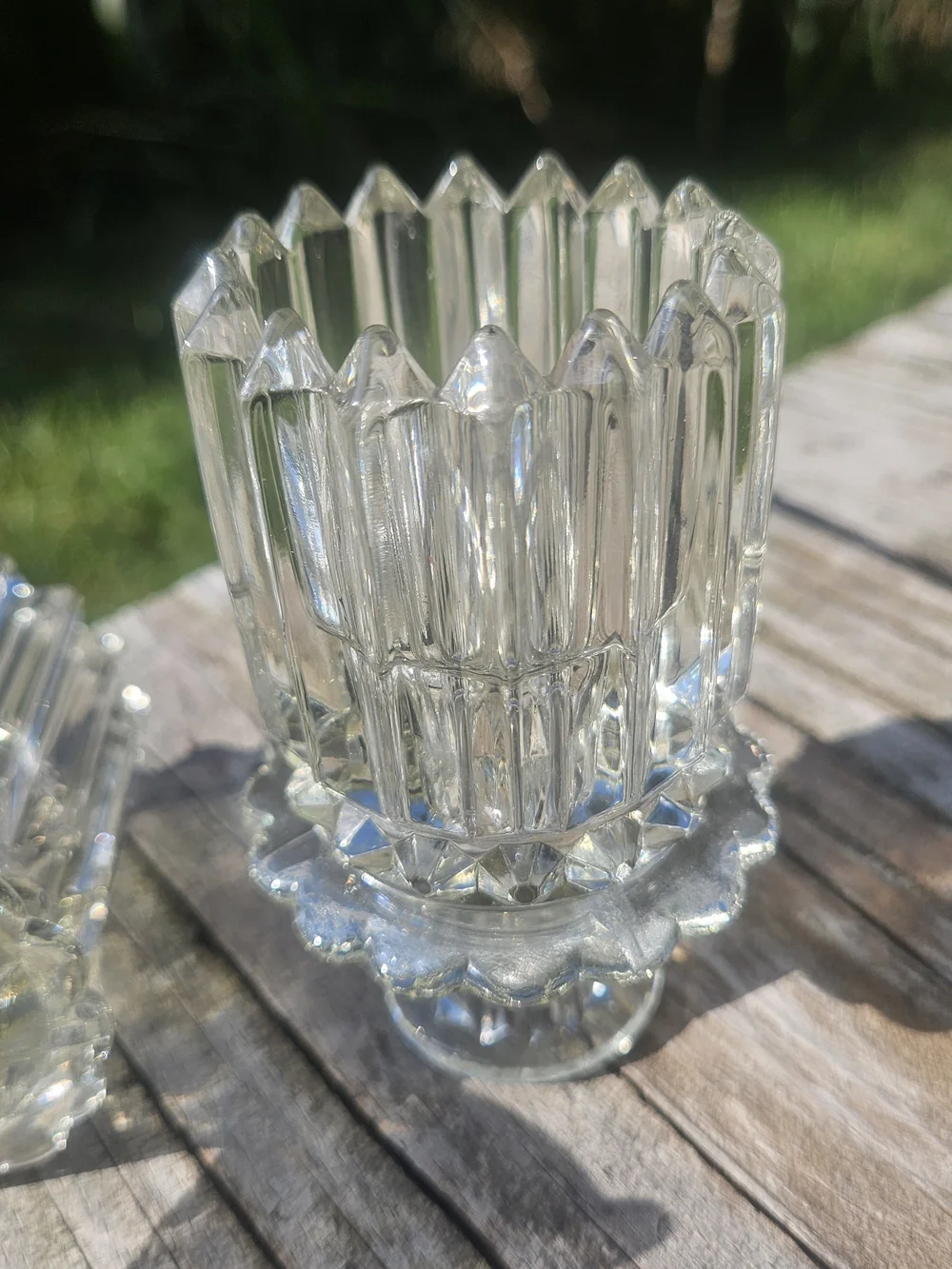 Clear Glass Pedestal Votive Holders - Pair